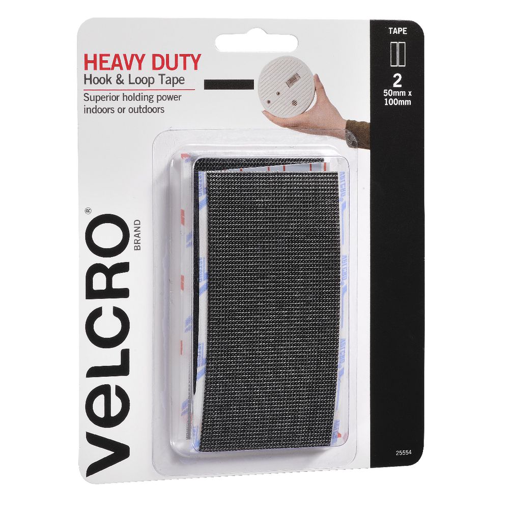 VELCRO Brand Heavy Duty Hook and Loop Strip 50 x 100mm 2 Pack Officeworks