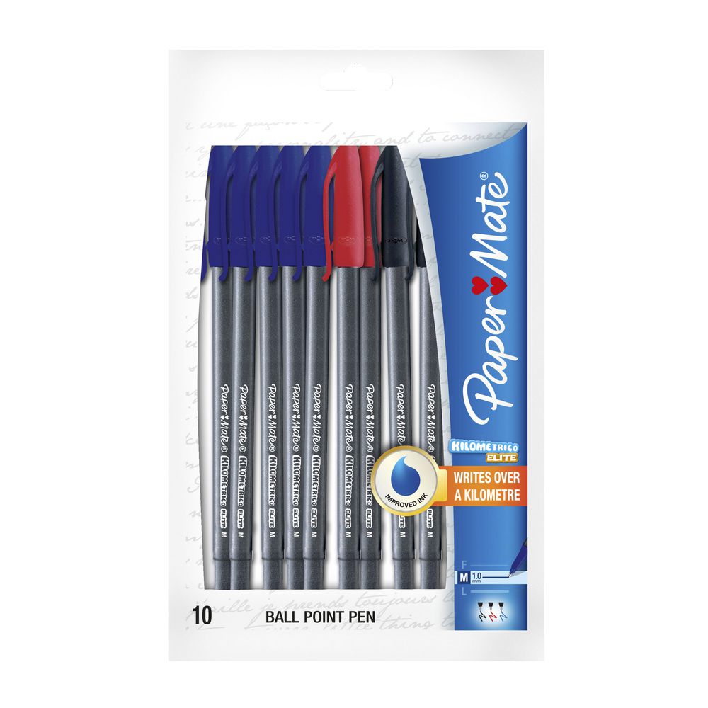 PaperMate Kilometrico Elite Ballpoint Pens Assorted 10 Pack