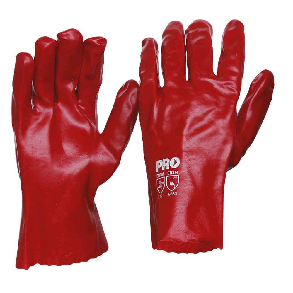 ProChoice Short PVC Single Dip Gloves Red