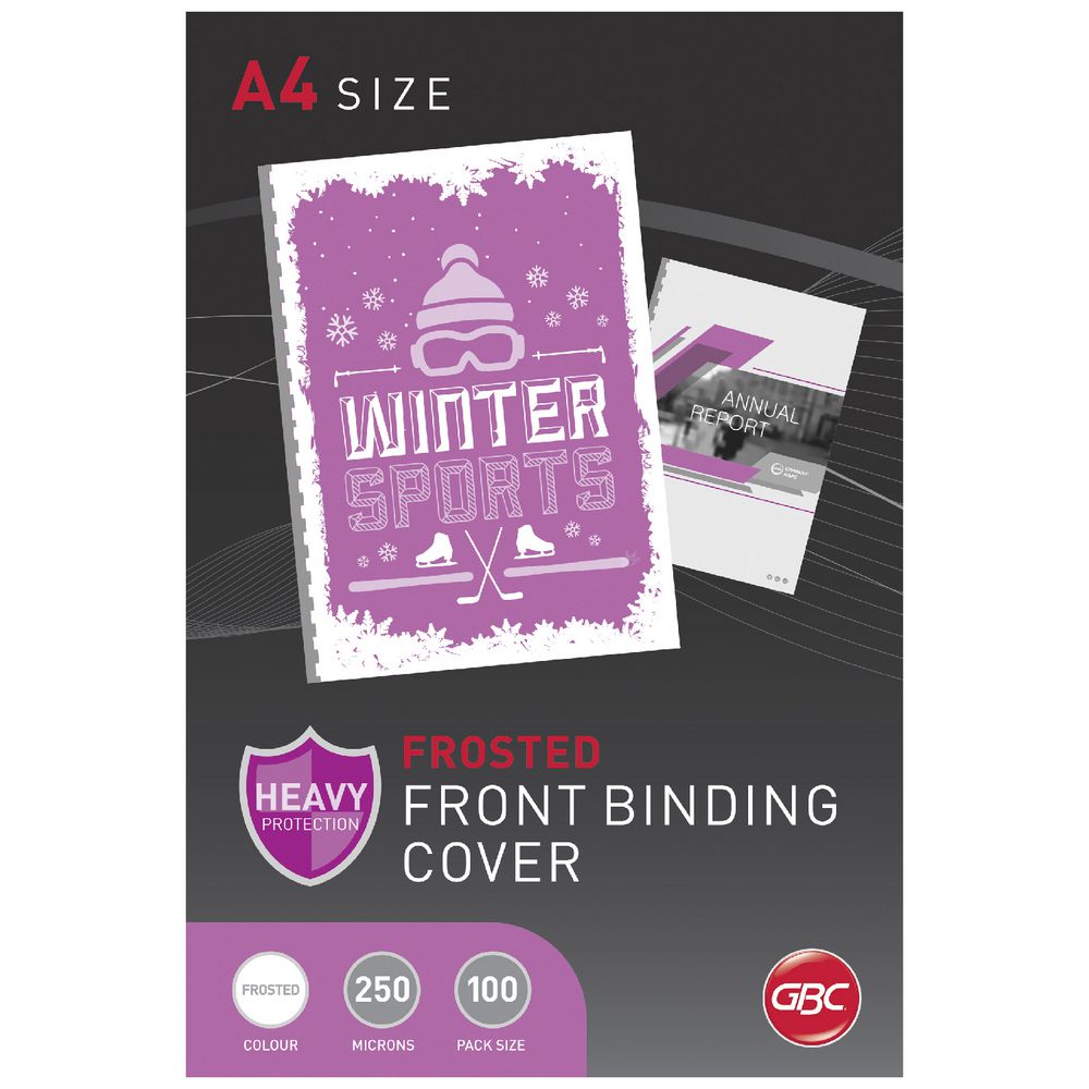 GBC A4 Polypropylene Binding Covers 250 Micron Frost 100 Pack