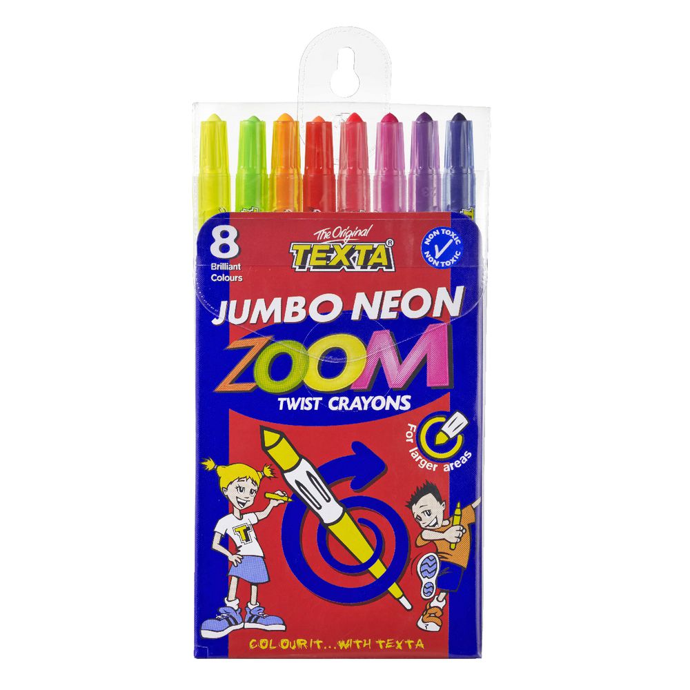 Texta Jumbo Neon Zoom Twistable Crayons 8 Pack