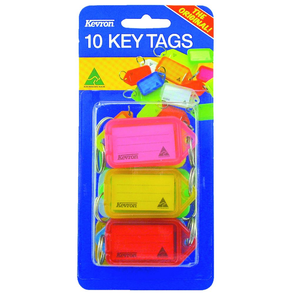Kevron ID38 Keytags Assorted Fluro 10 Pack Officeworks