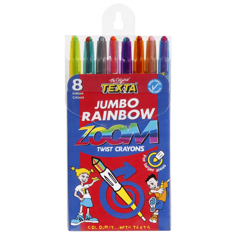 Texta Jumbo Rainbow Zoom Twistable Crayons 8 Pack