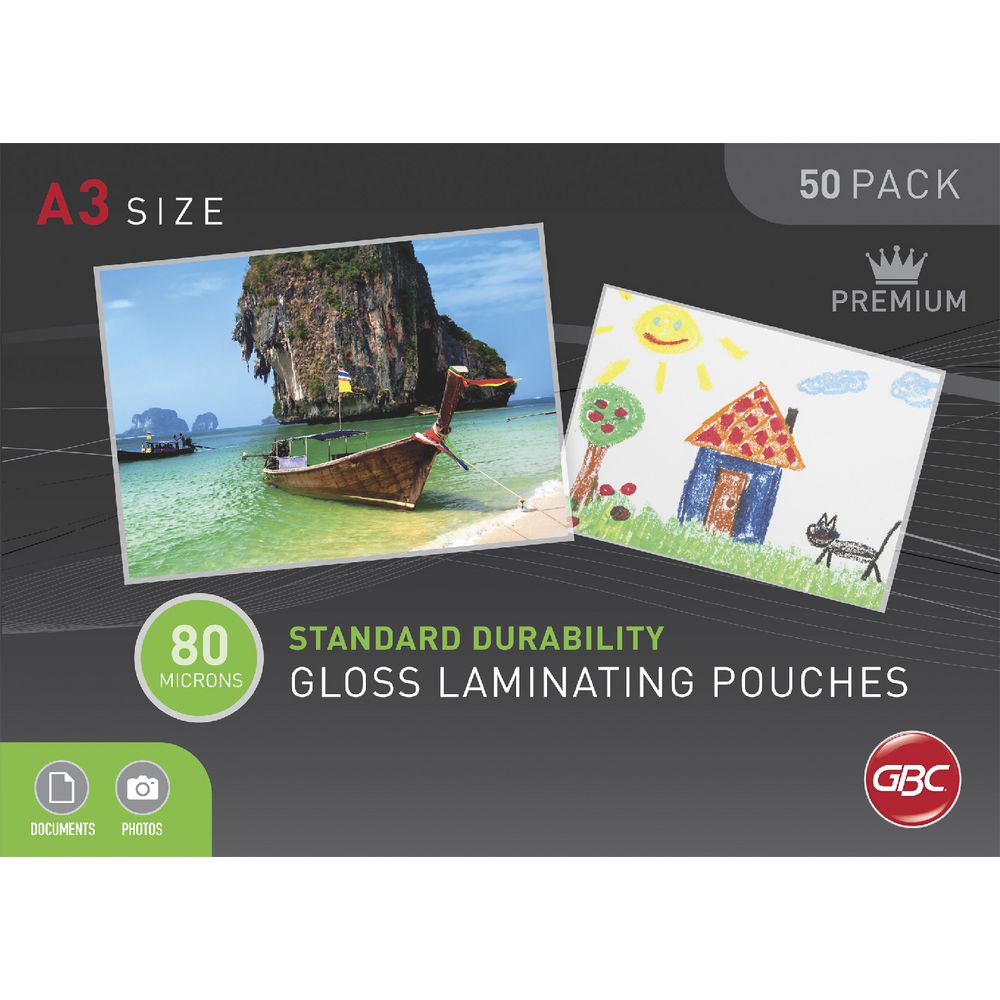 GBC Laminating Pouch 80micron A3 Gloss 50 Pack