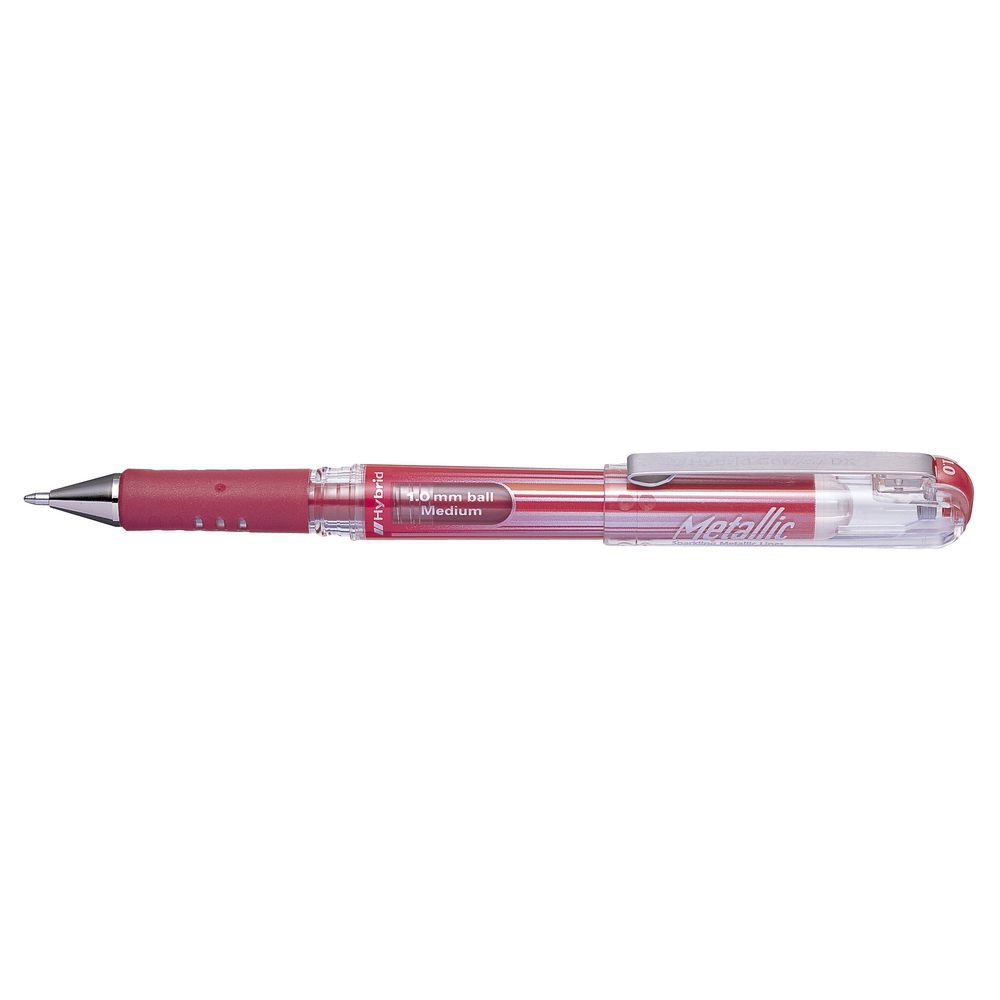Pentel Hybrid DX K230M Gel Grip Pen Metallic Red
