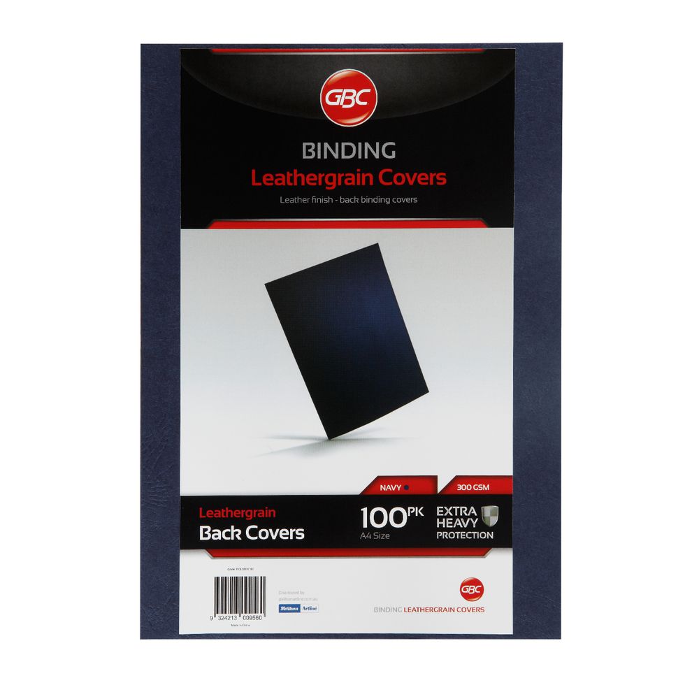GBC Binding Cover A4 Leathergrain Navy 100 Pack Officeworks