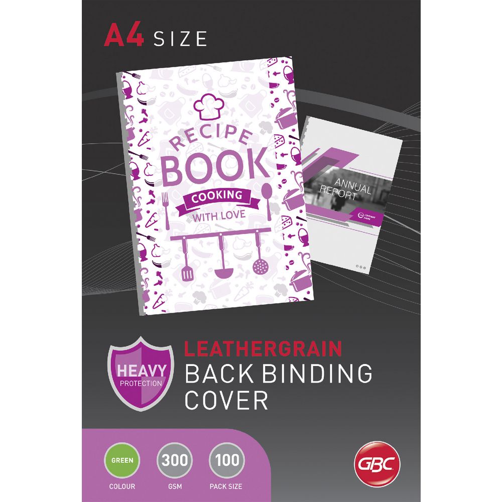 GBC Binding Cover A4 Leathergrain Green 100 Pack