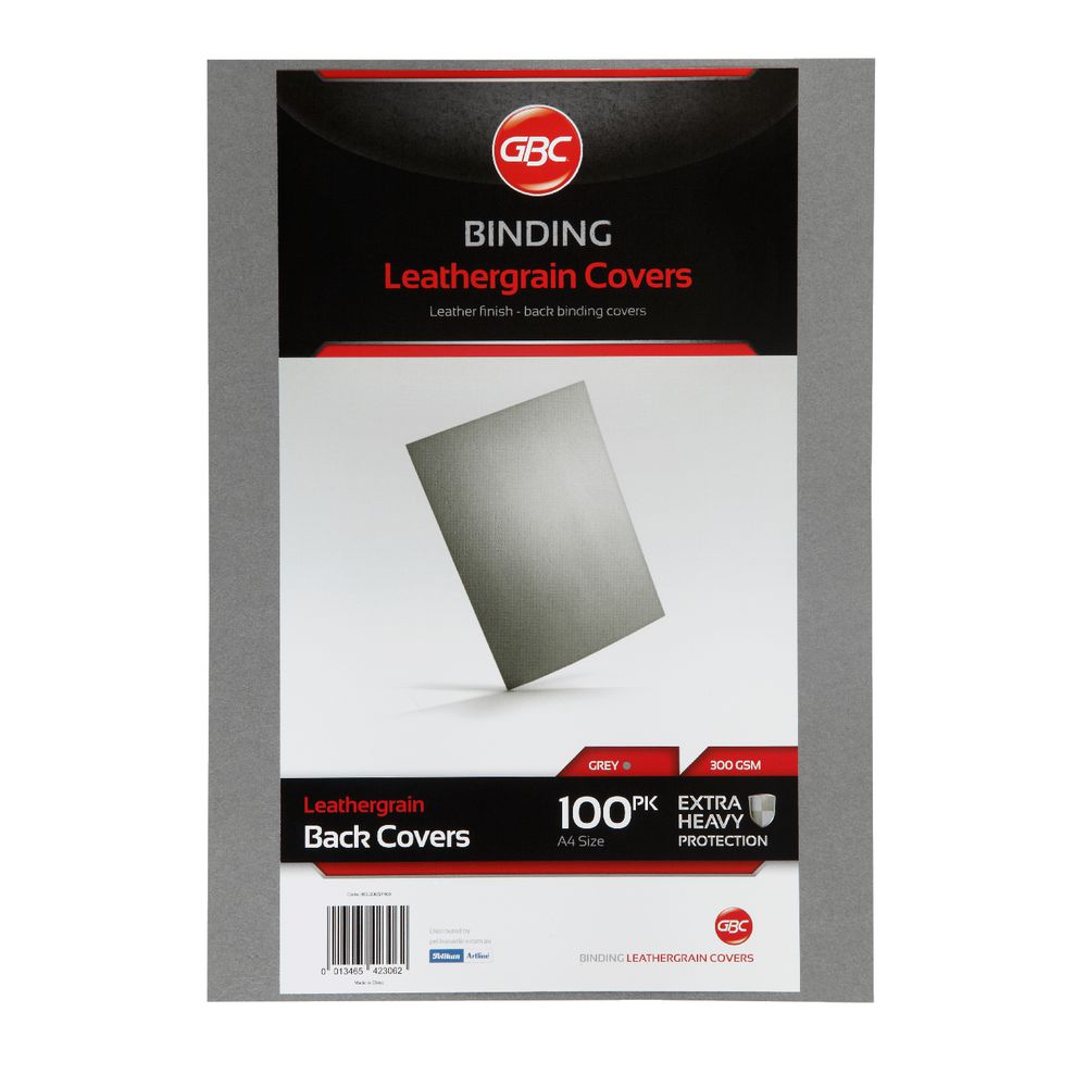 GBC Binding Cover A4 Leathergrain Grey 100 Pack Officeworks