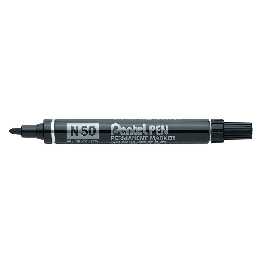 Pentel N50 Permanent Markers Black 12 Pack
