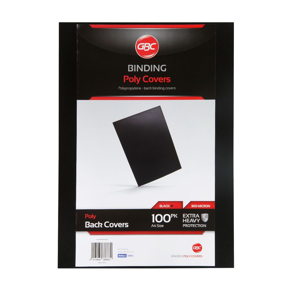 GBC A4 Polypropylene Binding Covers 300micron Black 100 Pack Officeworks