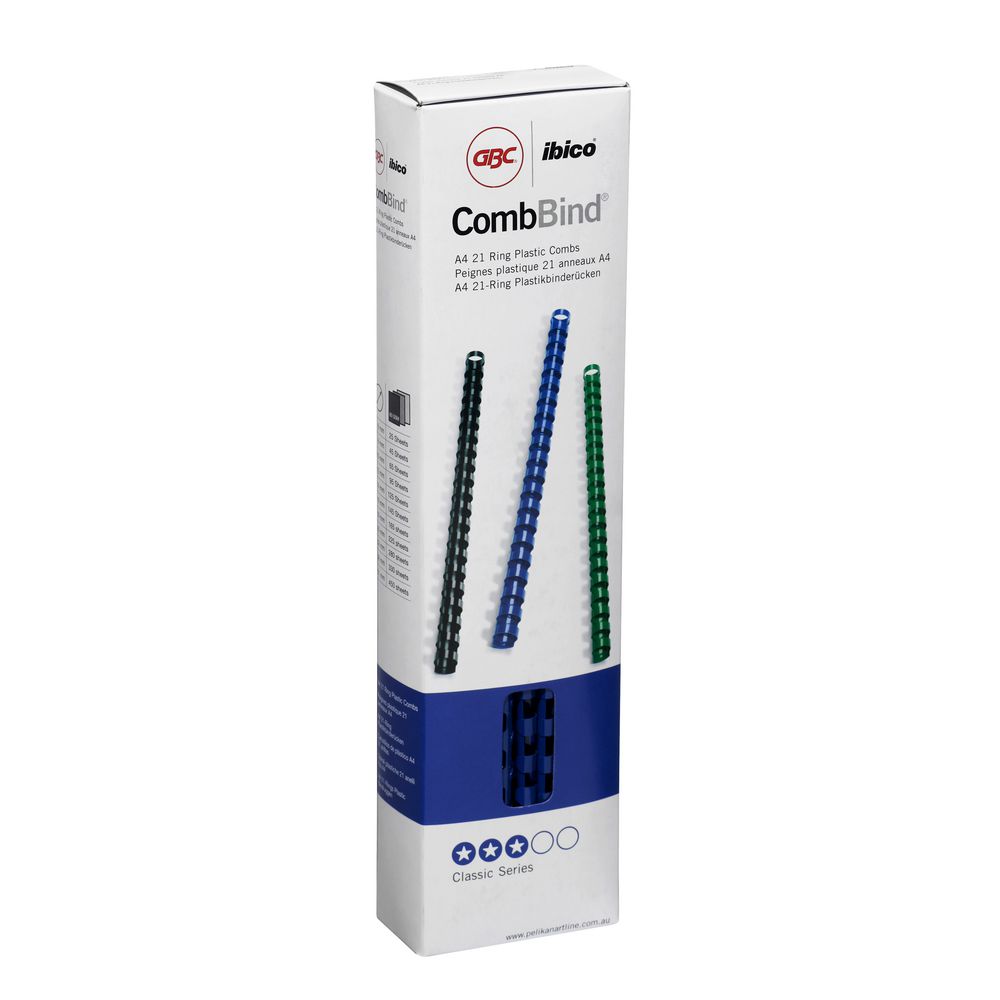 GBC Binding Comb 21 Loop Plastic 6mm Blue 100 Pack