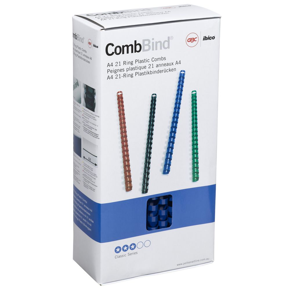 GBC Binding Comb 21 Loop Plastic 12mm Blue 100 Pack