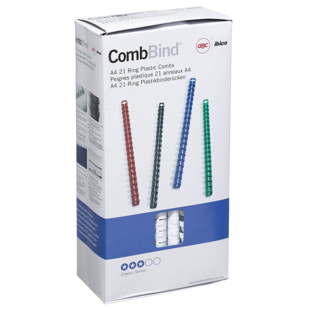 GBC Binding Comb 21 Loop Plastic 12mm White 100 Pack