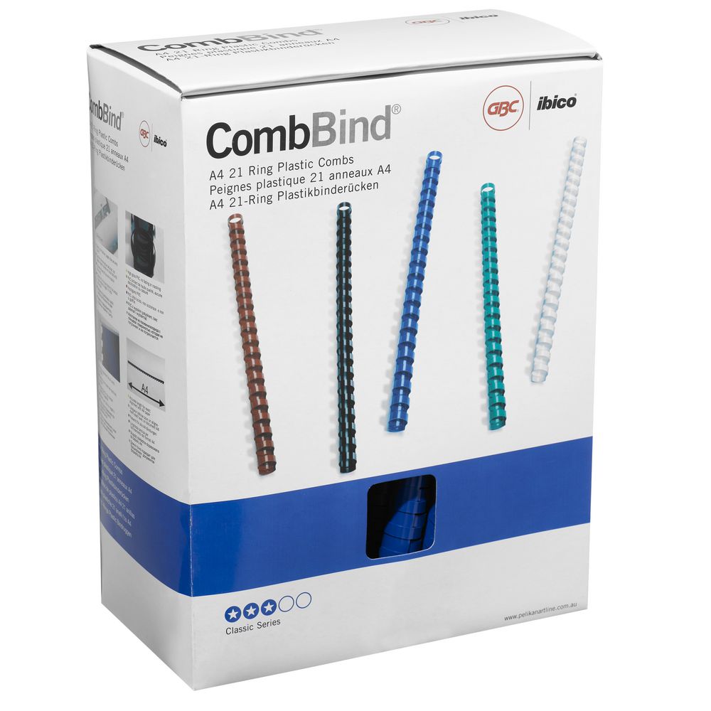 GBC Binding Comb 21 Loop Plastic 19mm Blue 100 Pack