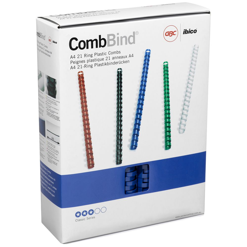 GBC Binding Comb 21 Loop Plastic 25mm Blue 50 Pack