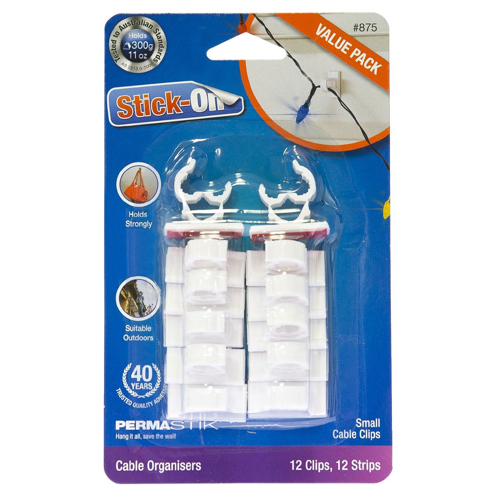 Permastik High Bond Clips White 12 Pack