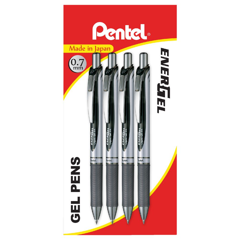 Pentel Energel BL77 Retractable Gel Pen Black 4 Pack