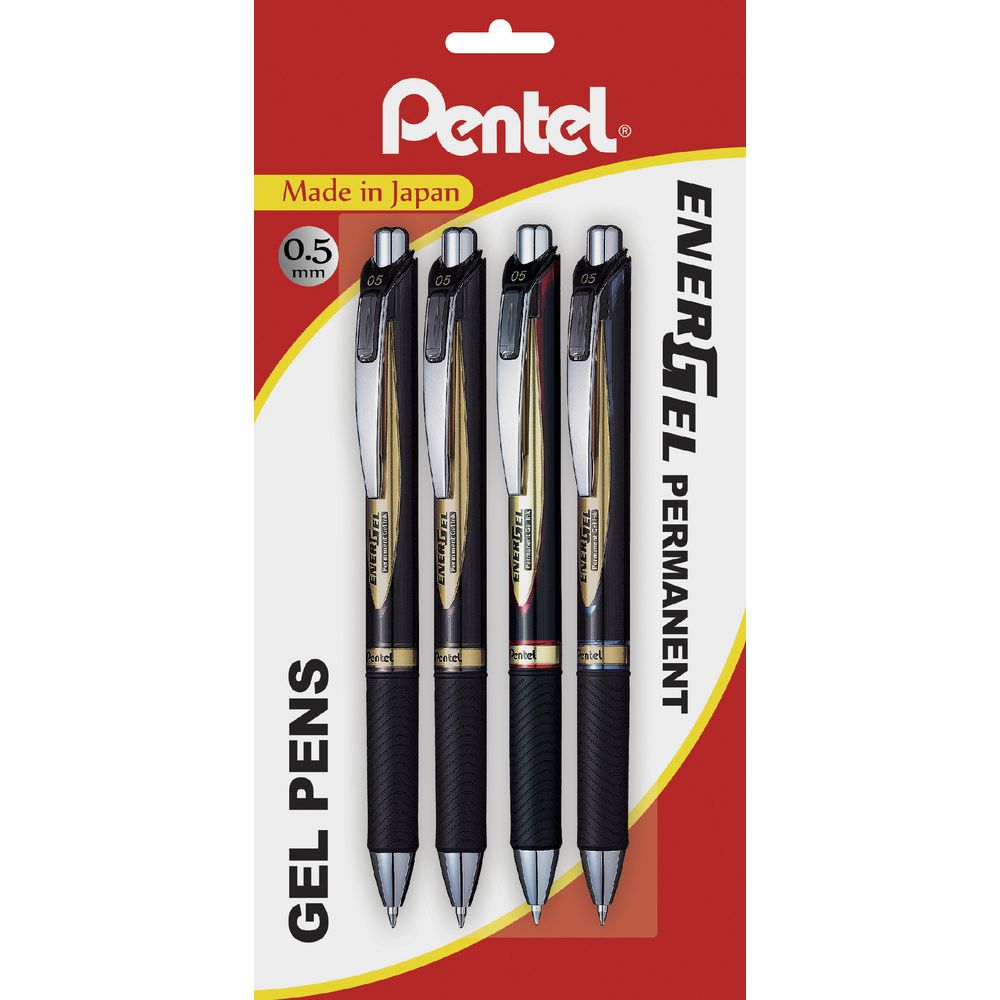 Pentel BLP75 Energel Gel Pens Assorted 4 Pack