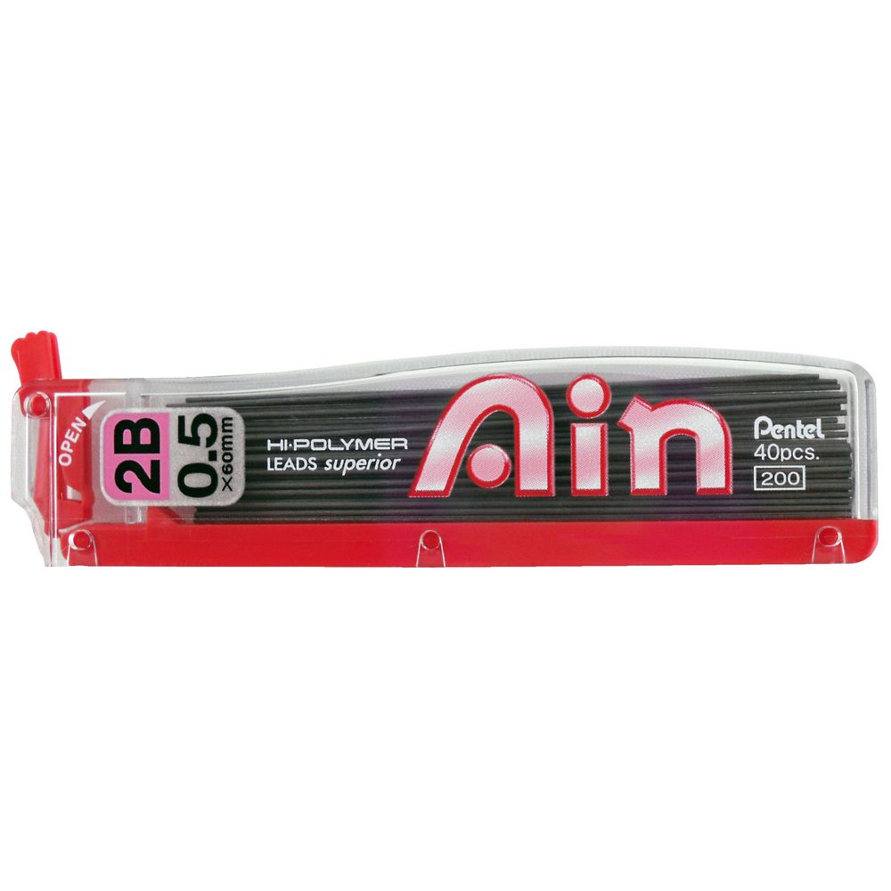 Pentel AIN Hi-Polymer Lead Refills 0.5mm 2B