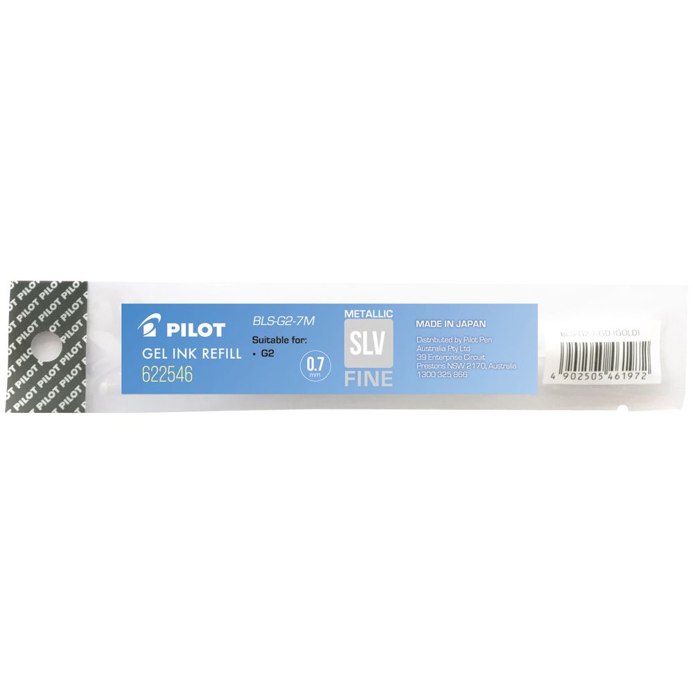 Pilot G2 Gel Pen Ink Refill 0.7mm Silver