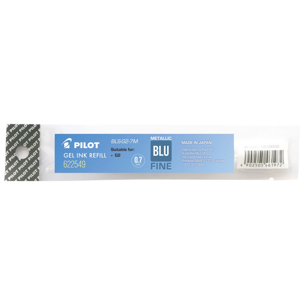 Pilot G2 Gel Pen Ink Refill 0.7mm Metallic Blue