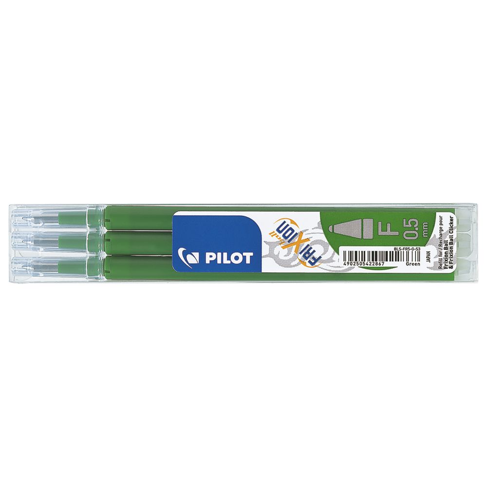Pilot Frixion Erasable Gel Ink 0.5mm Refill 3 Pack Green