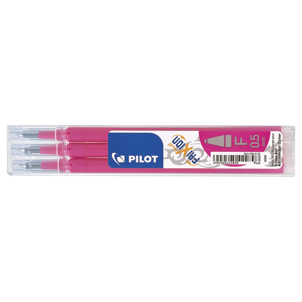 Pilot Frixion Erasable Gel Ink 0.5mm Refill 3 Pack Pink