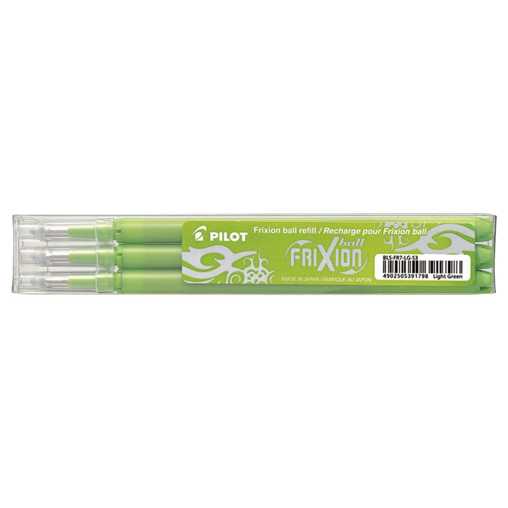 Pilot Frixion Erasable Gel Ink Refill 3 Pack Light Green