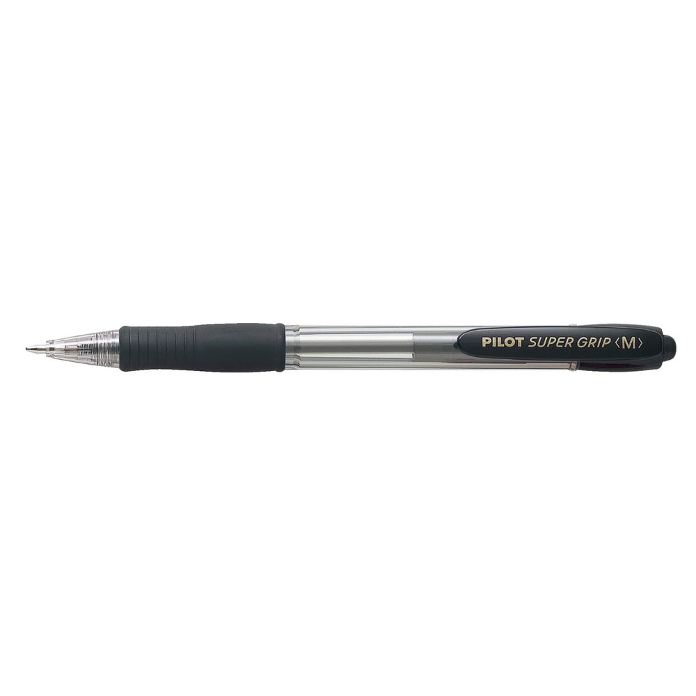 Pilot BPGP Super Grip Ballpoint Pens Black 12 Pack