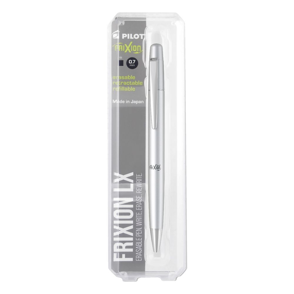 Pilot Frixion LX Retractable Erasable Gel Pen Metal Silver