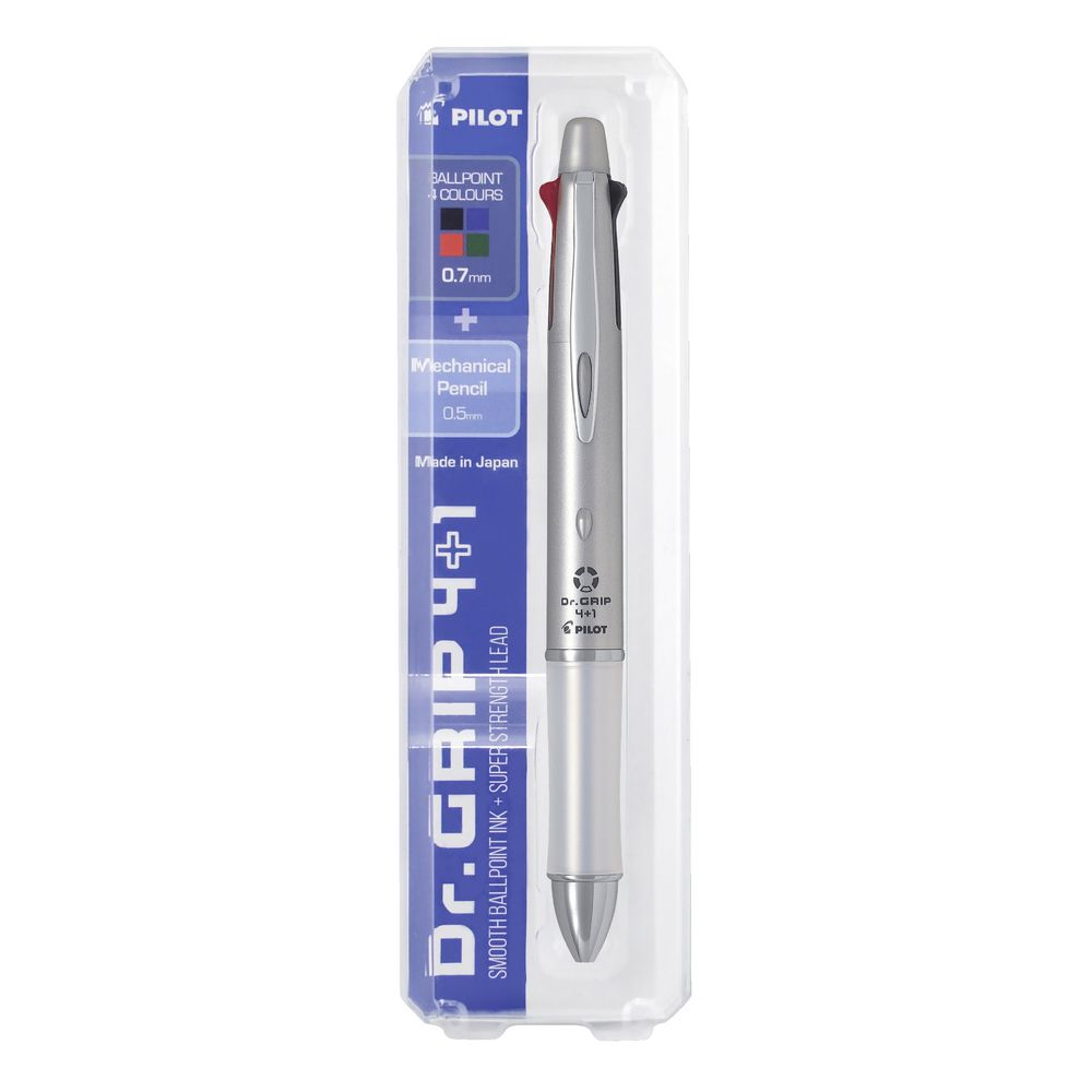Pilot Dr Grip 4 + 1 Multifunction Ballpoint Pen Silver