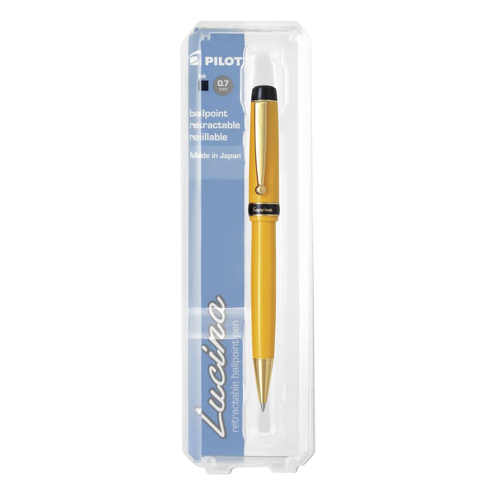 Pilot Lucina Retractable Ballpoint Pen Yellow Barrel