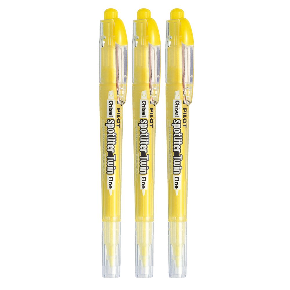 Pilot Twin End Spotliter Yellow 3 Pack