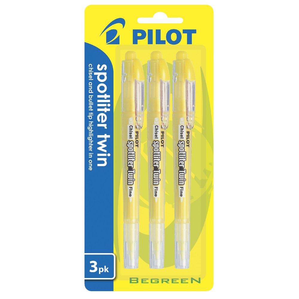 Pilot Twin End Spotliter Yellow 3 Pack