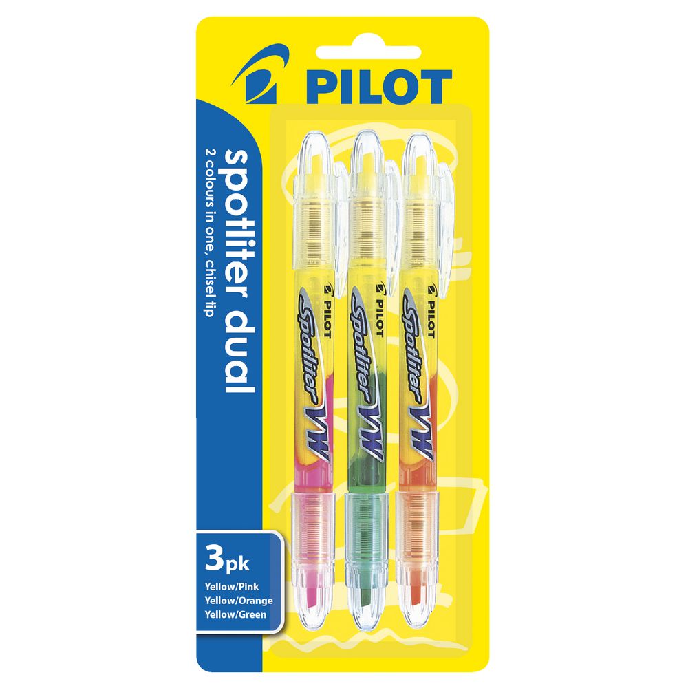 Pilot Dual Colour Spotliter 3 Pack