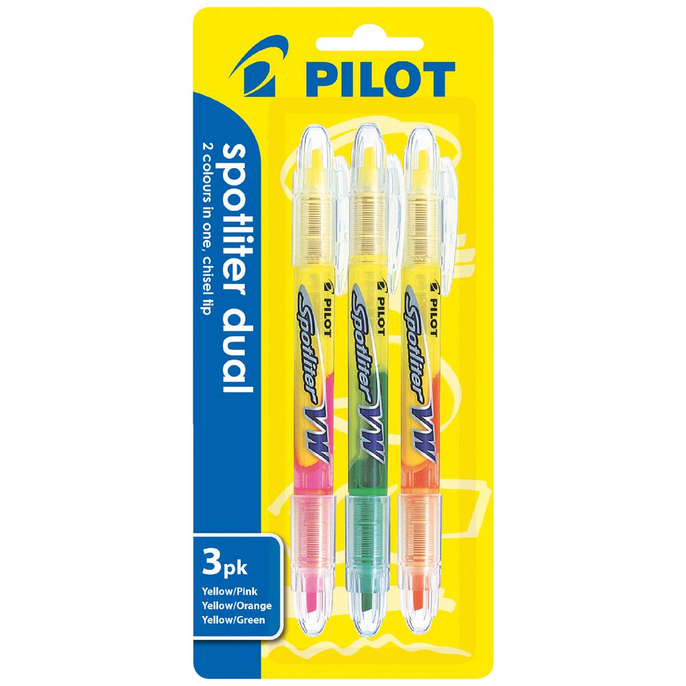 Pilot Dual Colour Spotliter 3 Pack