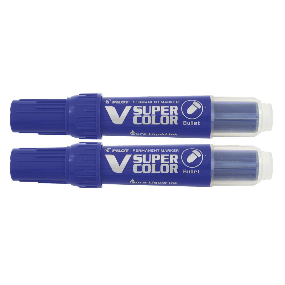 Pilot V Super Colour Permanent Markers Blue 2 Pack