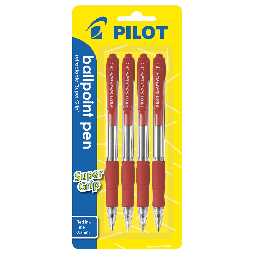 Pilot BPGP 10-R Retractable Ballpoint Pen 0.7mm Red 4 Pack