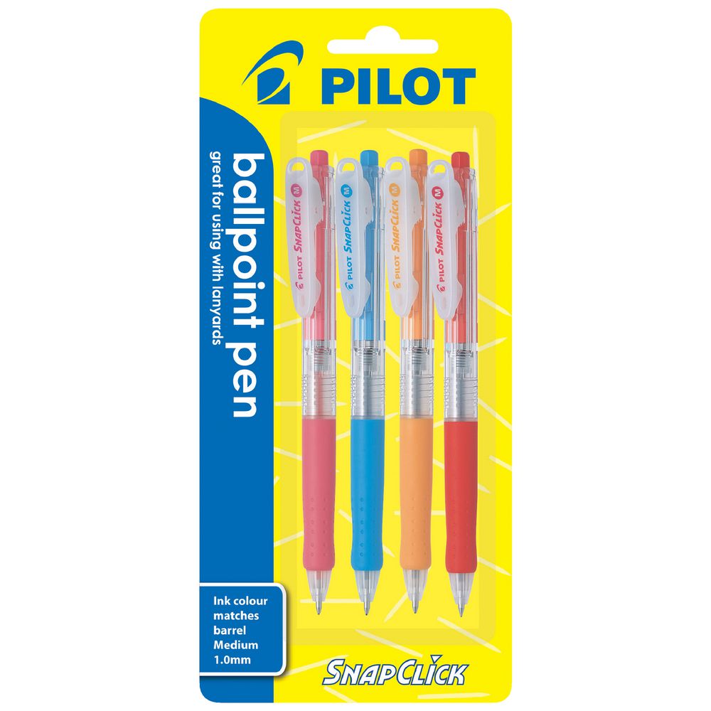 Pilot Snapclick Retractable Ballpoint Pen 1.0 Fashion 4 Pack