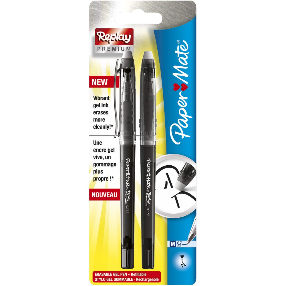 PaperMate Replay Premium Erasable Gel Pen Black 2 Pack