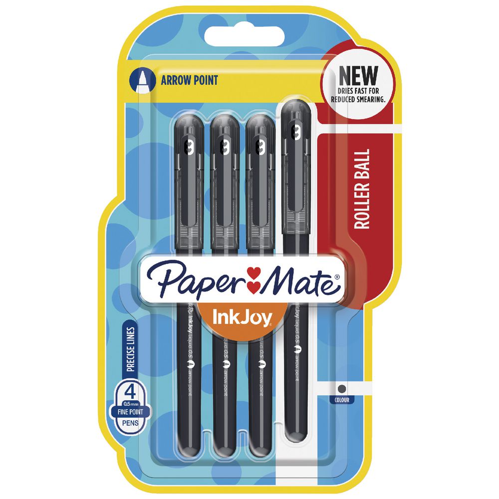 PaperMate InkJoy Rollerball Pens 0.5 Black 4 Pack