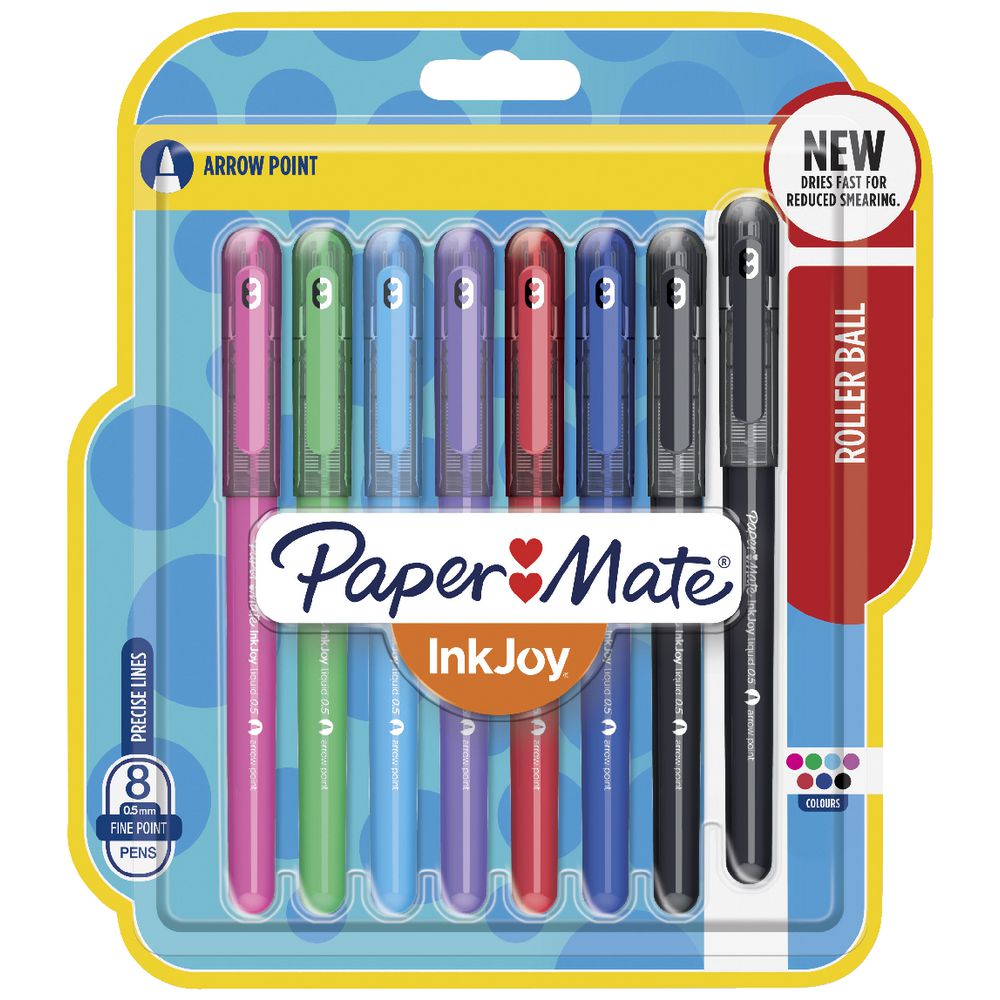 PaperMate InkJoy Rollerball Pens 0.5 Assorted 8 Pack
