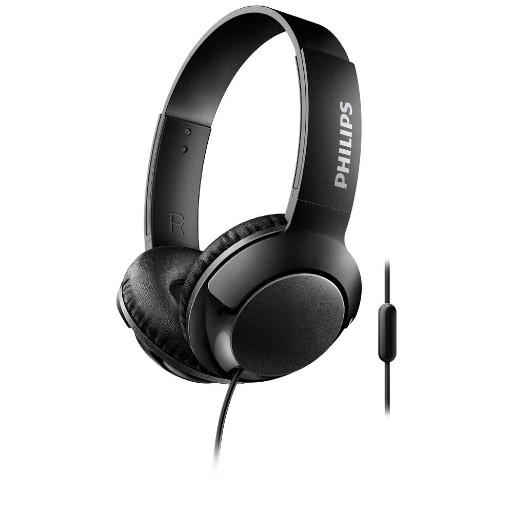 Philips Bass+ On-ear Earphones with Mic Black