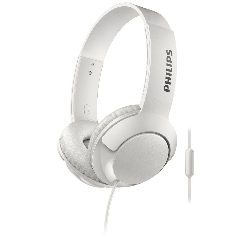 Philips Bass+ On-ear Earphones with Mic White