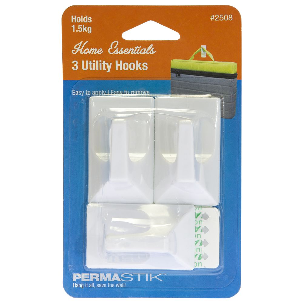 Permastik Large Removable Hook White 3 Pack