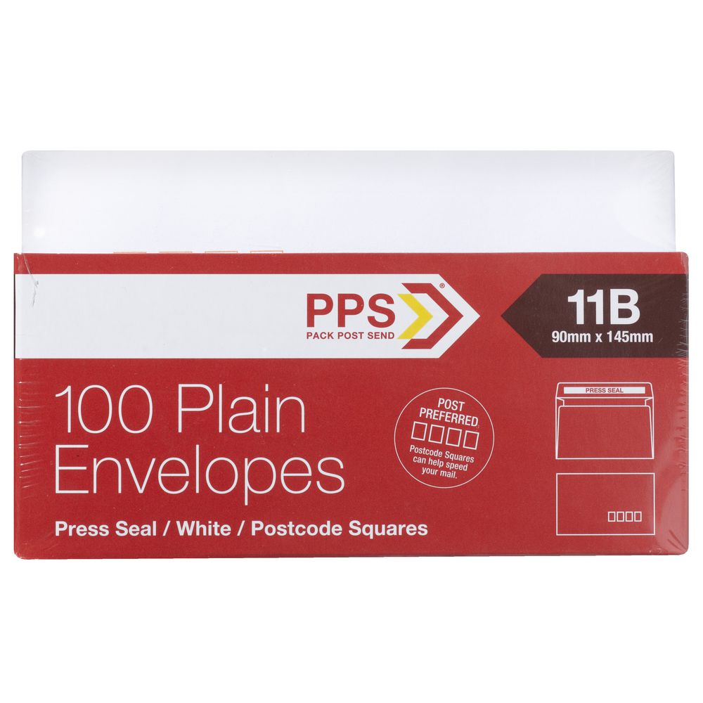 PPS Plainface 11B Envelopes White 100 Pack