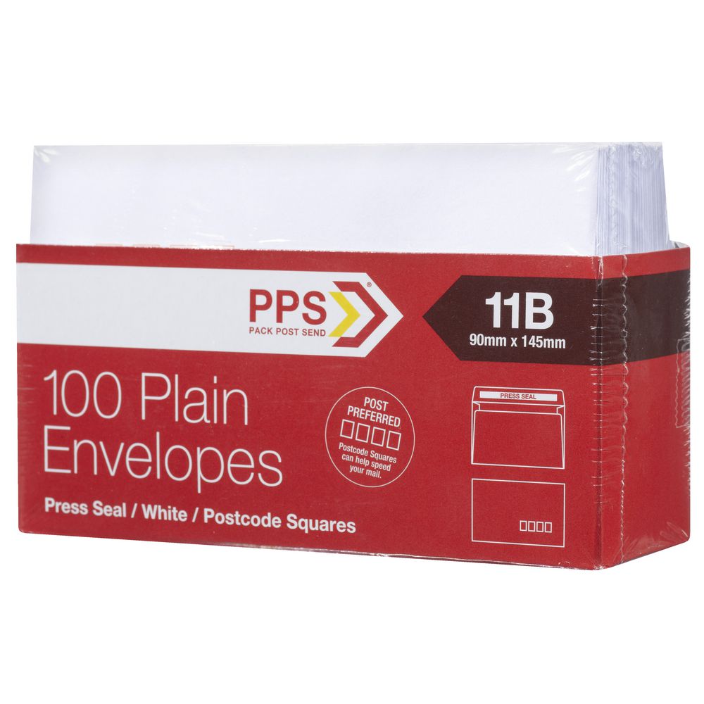 PPS Plainface 11B Envelopes White 100 Pack