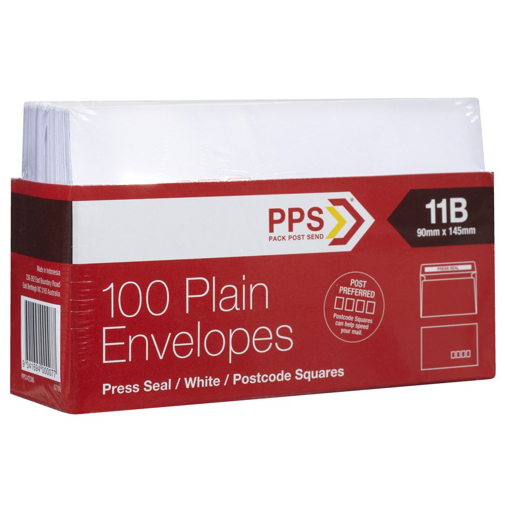 PPS Plainface 11B Envelopes White 100 Pack