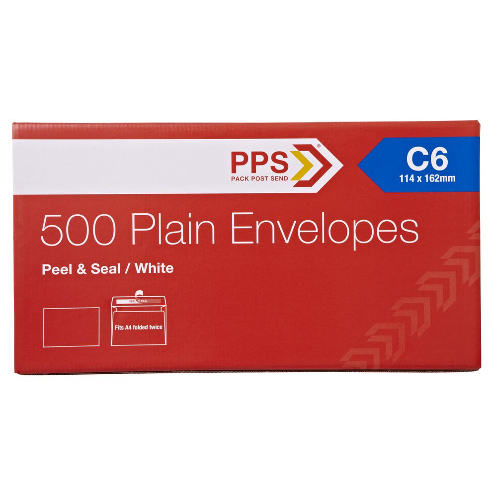 PPS Plainface C6 Envelopes White 500 Pack
