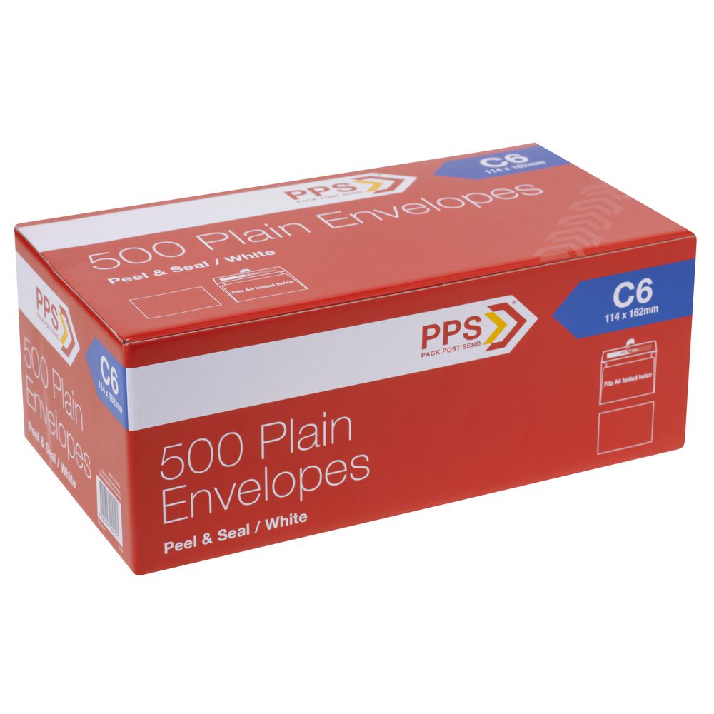 PPS Plainface C6 Envelopes White 500 Pack